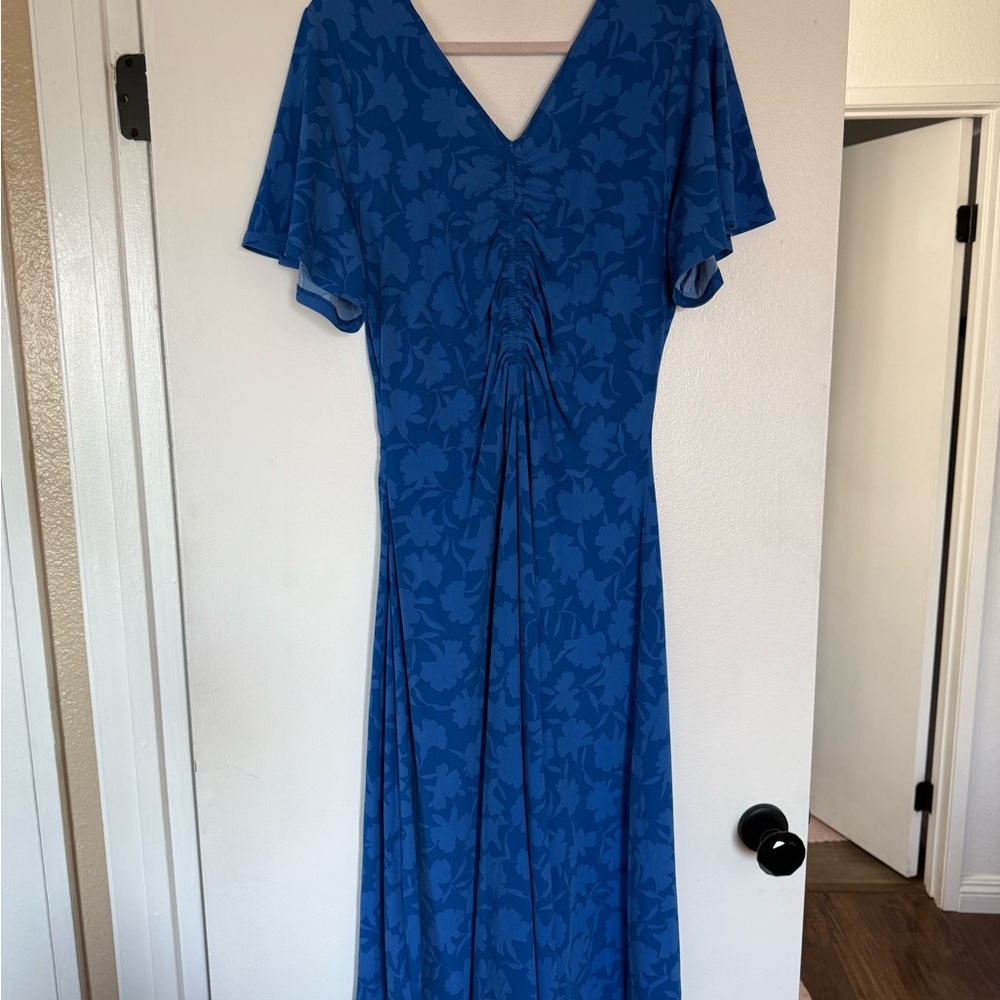 Michael Kors Floral Blue Midi Dress 0X-NWT - Picture 5 of 8